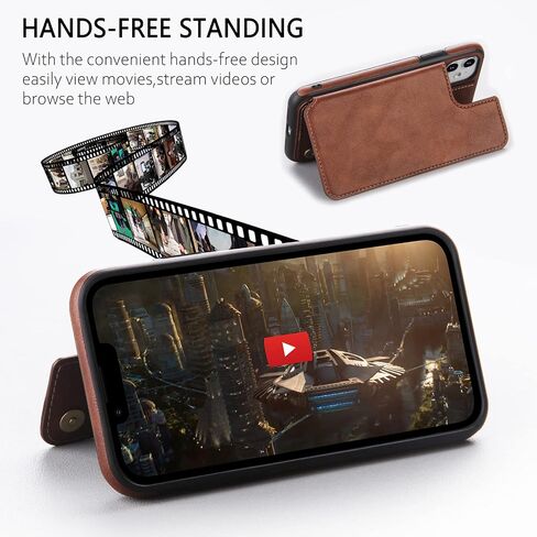 Design for iPhone 12 & iPhone 12 Pro Wallet Case with Card Holder Luxury Leather Kickstand Card Slots Double Magnetic Clasp Shockproof Cover 2020 6.1 Inch (Dark Brown) in Saudi Arabia