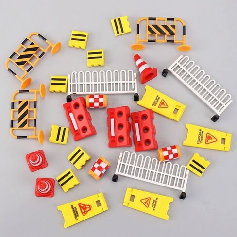 62PCS Mini Traffic Cones Street Scene Model Road Signs Road Block Fences Parking Crossbar Early Teaching Kids Cognition Plastic in Saudi Arabia