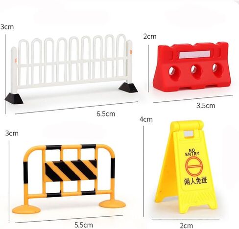 62PCS Mini Traffic Cones Street Scene Model Road Signs Road Block Fences Parking Crossbar Early Teaching Kids Cognition Plastic in Saudi Arabia