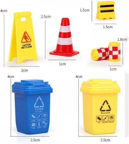 62PCS Mini Traffic Cones Street Scene Model Road Signs Road Block Fences Parking Crossbar Early Teaching Kids Cognition Plastic in Saudi Arabia
