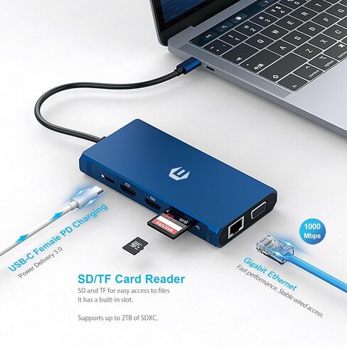 محطة إرساء OBERSTER 12 في 1 USB C، 2 × 4K HDMI، VGA، إيثرنت، 100 واط PD، USB 3.0، 4 × USB A، SD/TF المحور المفضل لأجهزة الكمبيوتر المحمول USB C والمزيد من أجهزة الهاتف من النوع C in Saudi Arabia
