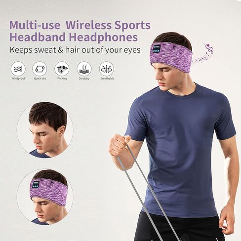 Sleep Headphones, wireless Headband with Zip Pocket Wireless Music Sport Headbands with Ultra-Thin HD Stereo Speakers for Side Sleepers, Meditation,Relaxation and Sport(Blue) in Saudi Arabia