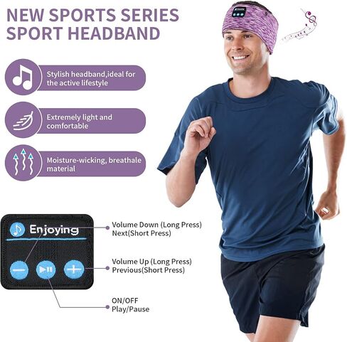 Sleep Headphones, wireless Headband with Zip Pocket Wireless Music Sport Headbands with Ultra-Thin HD Stereo Speakers for Side Sleepers, Meditation,Relaxation and Sport(Blue) in Saudi Arabia
