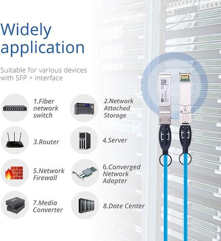 Blue SFP+ Cable, 10G SFP+ DAC, 3M(9.8ft), Passive Direct Attach Copper Twinax Cable for Cisco SFP-H10GB-CU3M, Ubiquiti UniFi UC-DAC-SFP+, Meraki, Mikrotik, Intel, Fortinet, Netgear in Saudi Arabia
