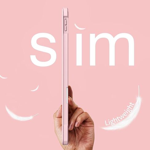 JKSML New Clear iPad 10.2 inch Case for iPad 9th/8th/7th Generation 2021/2020/2019 with Pencil Holder, [Auto WAKE/SLEEP] Transparent Hard PC Back Shell Lightweight Slim Trifold Stand Cover, Pink in Kuwait