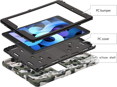 حافظة XZC لجهاز iPad الجيل التاسع/الثامن/السابع (حافظة iPad 10.2 2021/2020/2019) غطاء iPad مقاوم للصدمات للحماية من السقوط مع حامل قلم رصاص وحزام كتف (قوس قزح 2) in Kuwait