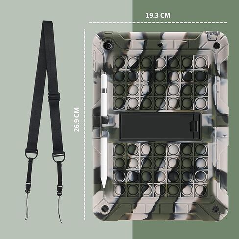 حافظة XZC لجهاز iPad الجيل التاسع/الثامن/السابع (حافظة iPad 10.2 2021/2020/2019) غطاء iPad مقاوم للصدمات للحماية من السقوط مع حامل قلم رصاص وحزام كتف (قوس قزح 2) in Kuwait