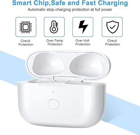 علبة شحن بديلة متوافقة مع AirPods الجيل الثالث، حافظة شاحن AirPods 3 اللاسلكية مع زر مزامنة الاقتران بدون سماعات أذن، أبيض in Kuwait