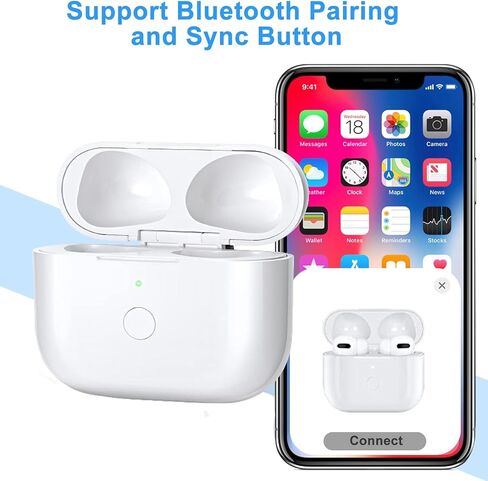 علبة شحن بديلة متوافقة مع AirPods الجيل الثالث، حافظة شاحن AirPods 3 اللاسلكية مع زر مزامنة الاقتران بدون سماعات أذن، أبيض in Kuwait