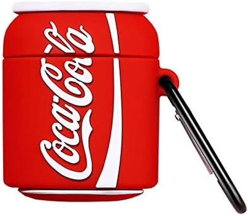 غطاء حافظة من السيليكون الناعم السميك للغاية لأجهزة Apple AirPods 1 2 الجيل الأول الثاني مع سلسلة مفاتيح يمكن أن يكون مشروب الكوك على شكل رسوم متحركة ثلاثية الأبعاد لطيف وممتع وممتع وفريد ​​من نوعه للنساء المراهقات والبنات والأولاد والرجال in Kuwait