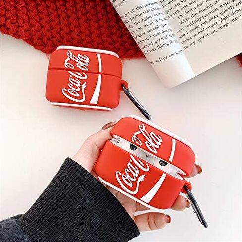غطاء حافظة من السيليكون الناعم السميك للغاية لأجهزة Apple AirPods 1 2 الجيل الأول الثاني مع سلسلة مفاتيح يمكن أن يكون مشروب الكوك على شكل رسوم متحركة ثلاثية الأبعاد لطيف وممتع وممتع وفريد ​​من نوعه للنساء المراهقات والبنات والأولاد والرجال in Kuwait