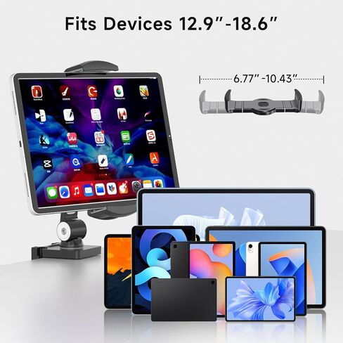 حامل كمبيوتر لوحي من سبائك الألومنيوم من Suptek للمكتب، حامل ذراع قابل للتعديل وقابل للطي متوافق مع iPad 10/9th، iPad 13/12.9 Pro، شاشة محمولة 12.9-18.6 بوصة، YF208BV1 in Kuwait
