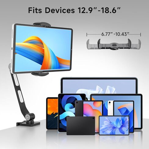 suptek Aluminum Alloy Tablet Stand for Desk, Adjustable Foldable Arm Holder Mount Compatible with iPad 10/9th, iPad 13/12.9 Pro, Portable Monitor 12.9-18.6'', YF208BV1 in Saudi Arabia