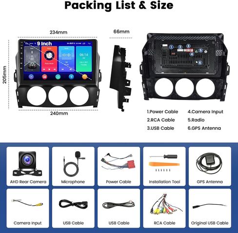 [2G+64G] ستيريو Hikity Android 13 لسيارة Mazda MX-5 Miata (2009-2015)، راديو GPS بشاشة لمس 9 بوصات مع Carplay Android Auto WiFi Bluetooth RDS احتياطية in Saudi Arabia