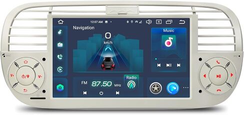 XTRONS for Fiat 500 2007-2015 Radio Car Play, Android 13 Car Stereo for Fiat 500 Replacement, 7 Inch Touch Screen Car Radio Head Unit Built-in DSP Car Play Android Auto(Cream) in Saudi Arabia