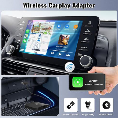 محول CarPlay اللاسلكي للسيارات يحول CarPlay السلكي من المصنع إلى لاسلكي، أحدث التوصيل والتشغيل لعام 2024 محول Dongle Car Play اللاسلكي سريع وسهل الاستخدام، للسيارات من 2016 وiPhone iOS 10+ in Saudi Arabia