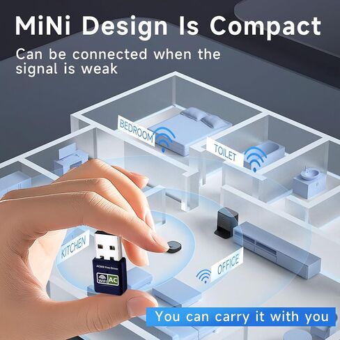 High-Speed 600Mbps USB Wifi Adapter for Desktop PC and Laptop - Dual Band 2.4GHz/5GHz Wifi Dongle - Easy Installation and Fast Connection Coal-Black in Saudi Arabia