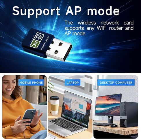 High-Speed 600Mbps USB Wifi Adapter for Desktop PC and Laptop - Dual Band 2.4GHz/5GHz Wifi Dongle - Easy Installation and Fast Connection Coal-Black in Saudi Arabia