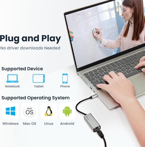 USBC Ethernet Adapter 2 Pack,2Pcs TypeC to RJ45 Ethernet Gigabit Network Adapter Compatible with Windows, MacOS, Linux, and More TypeC to RJ45 with 1000MBPS (2*USB C to RJ45) in Saudi Arabia