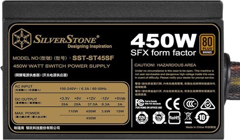 SilverStone SST-ST45SF v 3.0 - SFX Serie, 450W 80 Plus Bronze flüsterleises PC-Netzteil mit 92 mm-Lüfter in Saudi Arabia