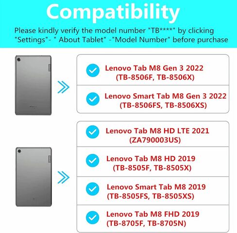 Case for Lenovo Tab M8 3rd Gen TB-8506F,Soft Silicone Stand Cover for Lenovo 8.0 Inch Tab M8 Gen 3 2022/ M8 HD LTE 2021/ M8 HD/Smart Tab M8/ M8 FHD 2019 TB-8705F (Black) in Saudi Arabia