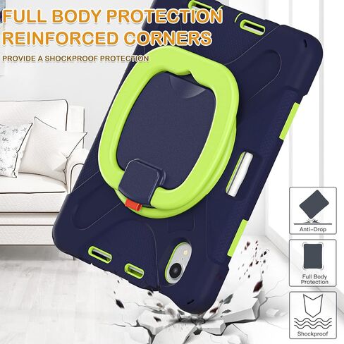 BRAECN iPad Mini 6th Gen Kids Case 8.3''-2021(A2567/A2568/A2569)- Rugged Silicone Cover with Screen Protector, 360 Swivel Handle Grip, Stable Kickstand, Shoulder Strap, Pencil Holder, Colorful Pink in Kuwait