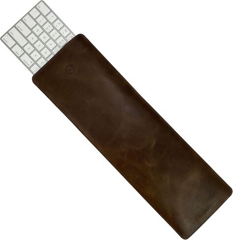 Magic Keyboard with Numeric Keypad Sleeve Handmade from Full Grain Leather - Protective Pouch, Accessories Case, Office Essentials - Bourbon Brown in Saudi Arabia