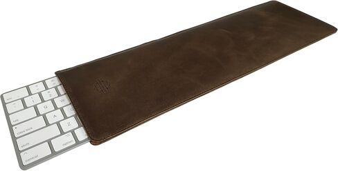 Magic Keyboard with Numeric Keypad Sleeve Handmade from Full Grain Leather - Protective Pouch, Accessories Case, Office Essentials - Bourbon Brown in Saudi Arabia
