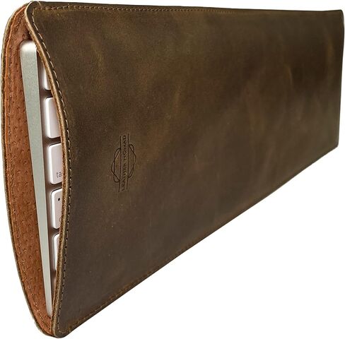 Magic Keyboard with Numeric Keypad Sleeve Handmade from Full Grain Leather - Protective Pouch, Accessories Case, Office Essentials - Bourbon Brown in Saudi Arabia