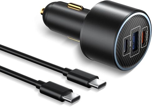 130W USB C Car Fast Charger with USB C-C Cable, PD 100W +30W +QC3.0 Cigarette Lighter Type C Charger for MacBook Pro Air Laptop iPad Pro iPhone 15 14 13 Pro Max Plus Galaxy S23 Ultra S22 S21 in Saudi Arabia
