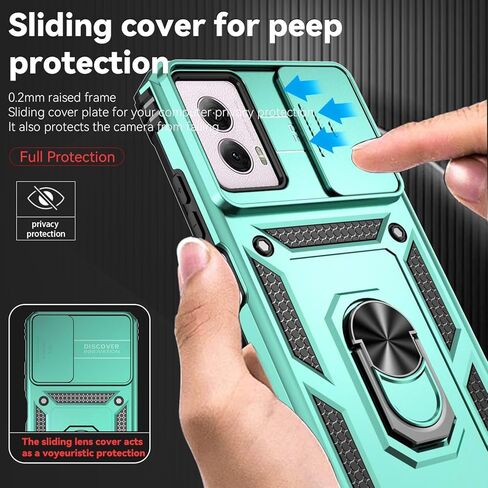 حافظة Moto G 5G 2024، حافظة Moto G Play 5G 2024، حافظة هاتف من البلاستيك الصلب من مطاط السيليكون الناعم مع غطاء عدسة كاميرا منزلقة + حلقة مسند قابلة للدوران 360 درجة + واقي شاشة HD أزرق in Kuwait