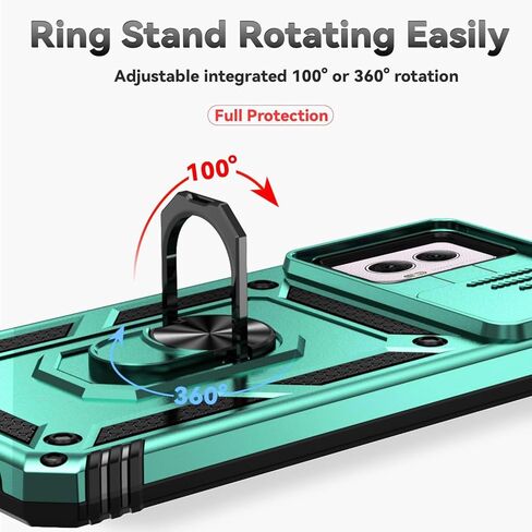 حافظة Moto G 5G 2024، حافظة Moto G Play 5G 2024، حافظة هاتف من البلاستيك الصلب من مطاط السيليكون الناعم مع غطاء عدسة كاميرا منزلقة + حلقة مسند قابلة للدوران 360 درجة + واقي شاشة HD أزرق in Kuwait