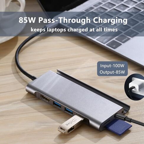 USB C HUB, Docking Station 7 in 1 Multi-Port Adapter with Charging Dock Stand Holder, 4K HDMI,3 USB Ports, SD/TF Card Port, PD, USB C Adapter Type C Dongle Compatible with MacBook Pro Air iPad Laptops in Saudi Arabia