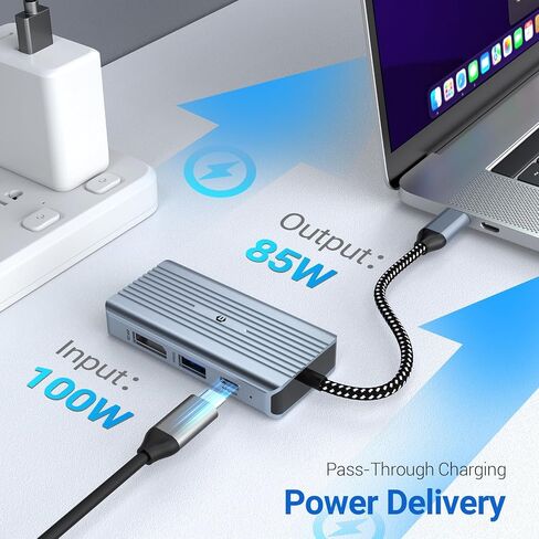 محور USB C، محور أوديتون 4 في 1 USB C، شاشة مزدوجة 8K@30 هرتز HDMI 8K@30 هرتز DP، USB 3.0، محطة إرساء USB-C PD بقدرة 100 واط وقاعدة إرساء 4 منافذ لأجهزة الكمبيوتر المحمول وجهاز العرض والمزيد من الأجهزة من النوع C in Saudi Arabia