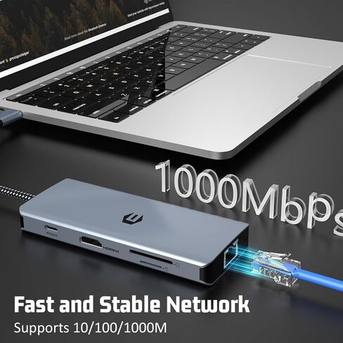 موزع USB C 8 في 1، محول USB C مزدوج العرض عبر 4K HDMI، محطة إرساء USB C لأجهزة الكمبيوتر المحمول والكمبيوتر اللوحي، جهاز آخر من النوع C (جيجابت إيثرنت، 5 جيجابت في الثانية USB 3.0، PD 100W، قارئ SD/TF) in Saudi Arabia