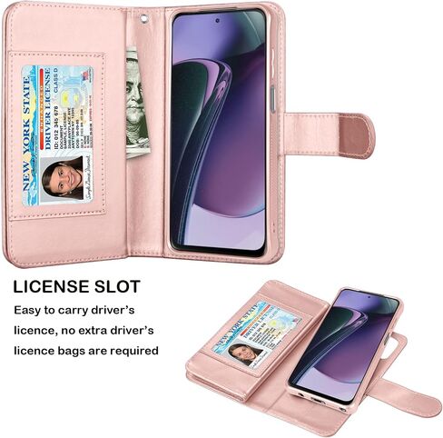 حافظة محفظة Njjex لهاتف Motorola Moto G Stylus 5G 2024، حافظة Moto G Stylus 5G 2024، [9 فتحات للبطاقات] حامل ائتمان من جلد البولي يوريثان فليب [قابل للفصل] غطاء هاتف مغناطيسي وحبل - أحمر خمري in Saudi Arabia