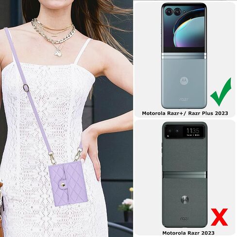 حافظة محفظة لهاتف Motorola Razr 2023 [لا تناسب Razr Plus 2023]، [حجب RFID] [حزام حول الجسم] حافظة محفظة Moto Razr 2023 مع حامل بطاقة حافظة جلدية للنساء والفتيات لهاتف Moto Razr 2023 أرجواني in Saudi Arabia