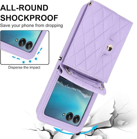 حافظة محفظة لهاتف Motorola Razr 2023 [لا تناسب Razr Plus 2023]، [حجب RFID] [حزام حول الجسم] حافظة محفظة Moto Razr 2023 مع حامل بطاقة حافظة جلدية للنساء والفتيات لهاتف Moto Razr 2023 أرجواني in Saudi Arabia