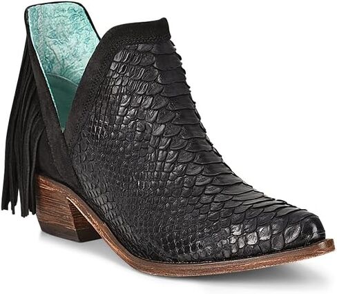 Corral Boots Women's Python Print Fringe Leather Bootie in Saudi Arabia