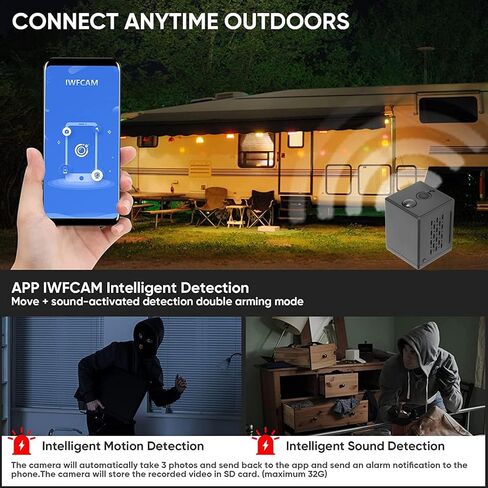 كاميرا احتياطية Sanpyl 4K مع كشف الحركة، كشف الصوت، زاوية واسعة 160 درجة، ليلية، مقاومة للماء، اتصال، تحكم، ليلة بالأشعة تحت الحمراء، in Kuwait