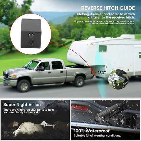 كاميرا احتياطية Sanpyl 4K مع كشف الحركة، كشف الصوت، زاوية واسعة 160 درجة، ليلية، مقاومة للماء، اتصال، تحكم، ليلة بالأشعة تحت الحمراء، in Kuwait