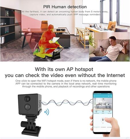 كاميرا احتياطية Sanpyl 4K مع كشف الحركة، كشف الصوت، زاوية واسعة 160 درجة، ليلية، مقاومة للماء، اتصال، تحكم، ليلة بالأشعة تحت الحمراء، in Kuwait