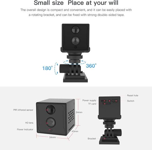 كاميرا احتياطية Sanpyl 4K مع كشف الحركة، كشف الصوت، زاوية واسعة 160 درجة، ليلية، مقاومة للماء، اتصال، تحكم، ليلة بالأشعة تحت الحمراء، in Kuwait