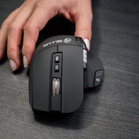 TELLUR Shade Bluetooth Mouse Silent Click, Rechargeable, 3200DPI, 8 Buttons, 4 Devices Simultaneously, Wireless Mouse with Silent Click, Win, Mac, Android, iOS, USB C, Nano Receiver in Kuwait