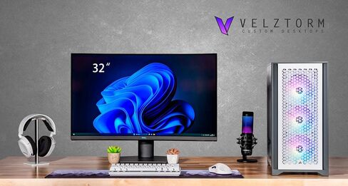 Velztorm iCUE Certified Argentux Custom Built Gaming Desktop PC (Intel i7-11700K 8-Core, 16GB RAM, 512GB PCIe SSD + 1TB HDD (3.5), GeForce GTX 1660 Super, Wifi, Bluetooth, USB 3.2, Win 10 Home) in Saudi Arabia