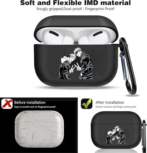 غطاء حماية بتصميم نمط الرسوم المتحركة لجهاز AirPods Pro الجيل الثاني مع سلسلة مفاتيح، جراب Anime لطيف متوافق مع Airpods pro 2، غطاء سماعة رأس من السيليكون الناعم الواقي بالكامل ومقاوم للصدمات in Kuwait