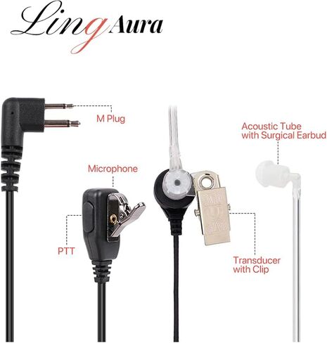 حافظة مكونة من 10 سماعات أذن أنبوبية صوتية سرية مع ميكروفون PTT لموتورولا cp200 cp200d bc130 drl1020 drl1060 cls1110 cls1410 rdm2070d cp100d cp185 جهاز اتصال لاسلكي ثنائي الاتجاه (10 عبوات) in Kuwait