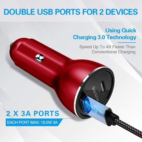 Fast USB C Car Charger, VOLPORT 39W PD Type C Charger Adapter with Power Delivery & Quick Charge 3.0 Dual Port Compatible with iPhone 15 14 13 Pro iPhone 12 Pro 11 XS MAX Samsung Google in Saudi Arabia