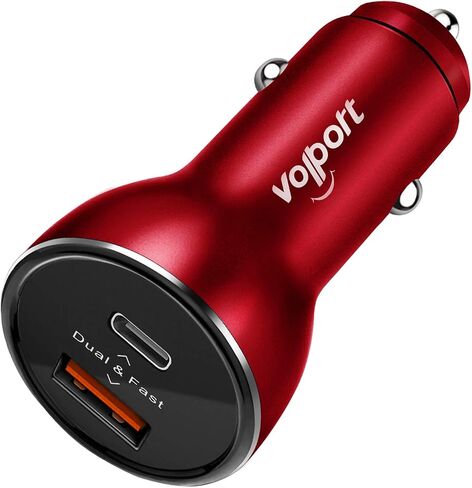 Fast USB C Car Charger, VOLPORT 39W PD Type C Charger Adapter with Power Delivery & Quick Charge 3.0 Dual Port Compatible with iPhone 15 14 13 Pro iPhone 12 Pro 11 XS MAX Samsung Google in Saudi Arabia