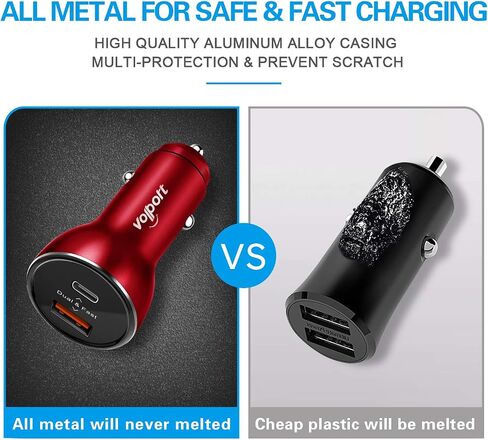 Fast USB C Car Charger, VOLPORT 39W PD Type C Charger Adapter with Power Delivery & Quick Charge 3.0 Dual Port Compatible with iPhone 15 14 13 Pro iPhone 12 Pro 11 XS MAX Samsung Google in Saudi Arabia